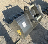 Trojan 36-inch digging bucket for CAT 307/308 excavator; steel construction with Trojan logo