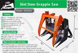 Handy 26in Grapple Saw Attachment for Skid Steer, orange frame