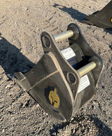Trojan 12in excavator bucket attachment for CAT 305/JD50/PC55 5-ton machines; black steel with Trojan logo