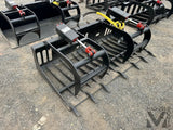 All-Star 72-Inch skid steer grapple bucket with teeth, set of 3 by Mid-Isle Equipment, black steel.