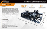 ARTEER 84" ROCK GRAPPLE BUCKET FOR SKID STEER