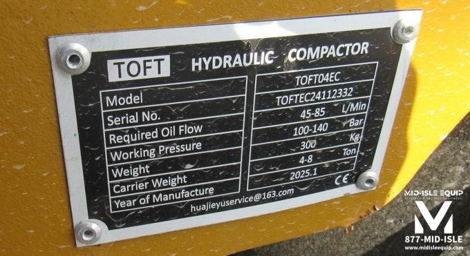 TOFT EXCAVATOR PLATE COMPACTOR ATTACHMENT 4-8 TON CAT 306 307