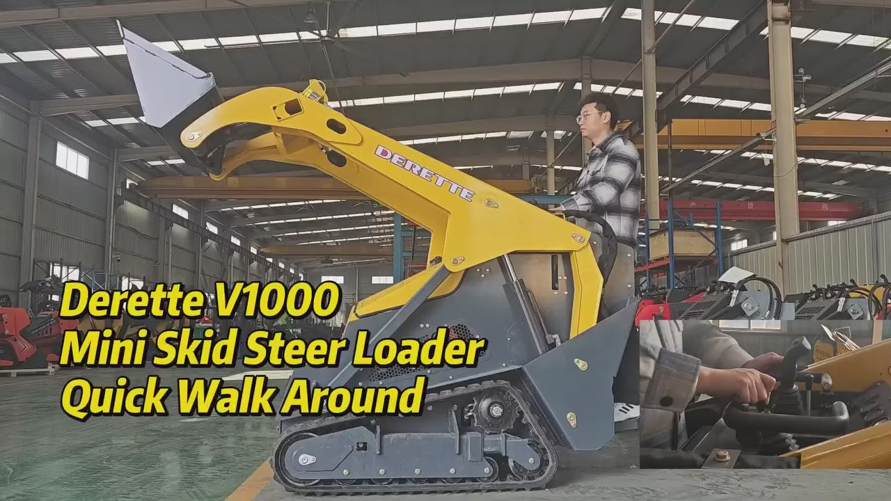 Derette V1000 25HP Kubota Diesel Mini Skid Steer Loader